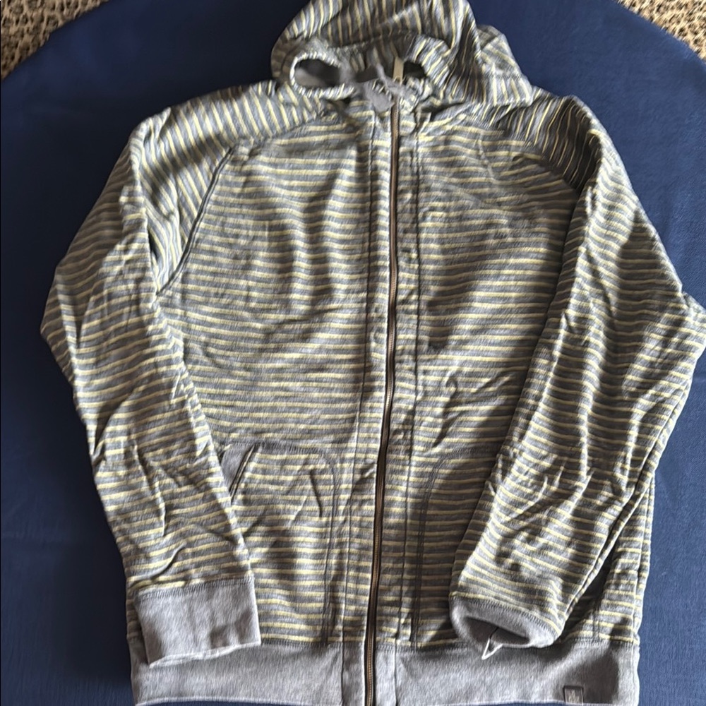 The North Face Gray and Yellow Striped Hoodie